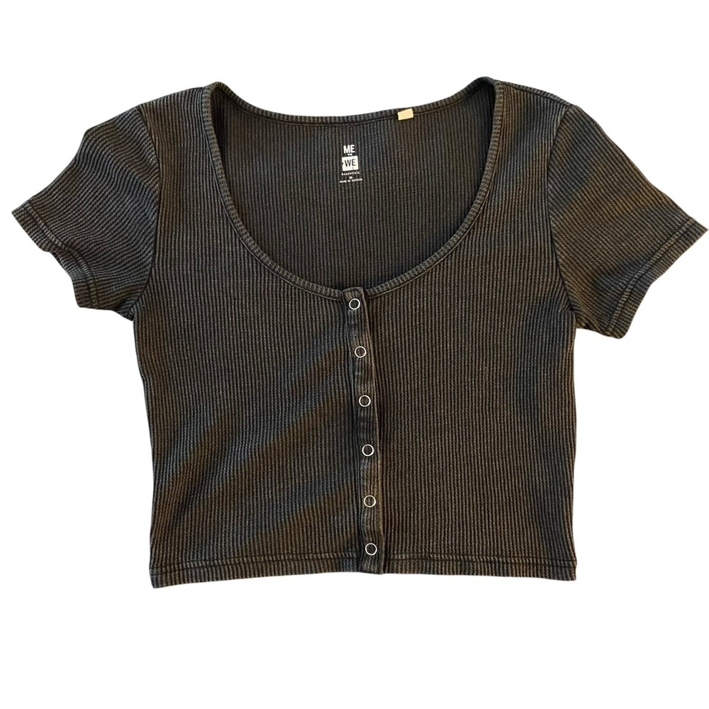 Pac Sun Me To We Medium Womens Ribbed Crop Top Cropped Black Top
